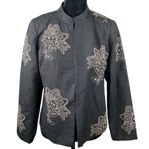 SILKLAND Blazer Jacket Grey Cream Silk Mandala